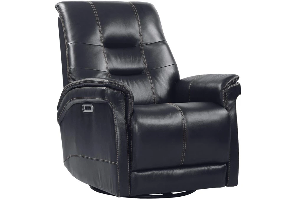 Crew Blackberry Leather Power Cordless Swivel Glider Rocker Recliner With Power Headrest & USB 3 Crew Blackberry Leather Power Cordless Swivel Glider Rocker Recliner With Power Headrest & USB