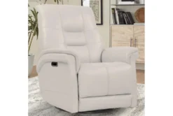 Crew Ivory Leather Power Cordless Swivel Glider Rocker Recliner With Power Headrest & USB -Modern Office Shop 302796 white leather swivel glider recliner room 85