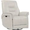 Crew Ivory Leather Power Cordless Swivel Glider Rocker Recliner With Power Headrest & USB -Modern Office Shop 302796 white leather swivel glider recliner signature 01