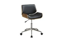 Ronnie Black Faux Leather + Wood Adjustable Office Chair