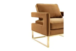 Evelyn Cognac Velvet Accent Chair -Modern Office Shop 304040 brown fabric accent chair detail 44