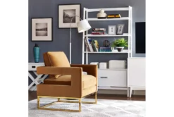 Evelyn Cognac Velvet Accent Chair -Modern Office Shop 304040 brown fabric accent chair room 85