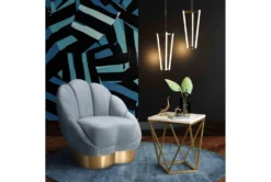 Lotus Sea Blue Velvet Accent Chair -Modern Office Shop 304095 blue fabric accent chair room 85