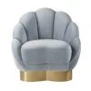 Lotus Sea Blue Velvet Accent Chair -Modern Office Shop 304095 blue fabric accent chair signature 02