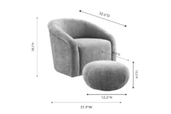 Maisy Grey Chenille Accent Chair + Ottoman Set -Modern Office Shop 304106 grey chenille accent chair front 02