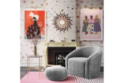 Maisy Grey Chenille Accent Chair + Ottoman Set -Modern Office Shop 304106 grey chenille accent chair room 85