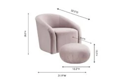 Maisy Mauve Velvet Accent Chair + Ottoman Set -Modern Office Shop 304107 purple fabric accent chair front 02