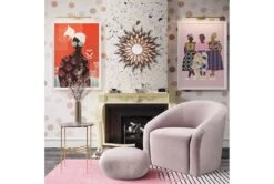 Maisy Mauve Velvet Accent Chair + Ottoman Set -Modern Office Shop 304107 purple fabric accent chair room 85