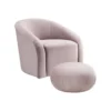 Maisy Mauve Velvet Accent Chair + Ottoman Set 2 Maisy Mauve Velvet Accent Chair + Ottoman Set -Modern Office Shop 304107 purple fabric accent chair signature 03