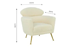 Zora Faux Shearling Accent Chair -Modern Office Shop 304111 beige faux fur accent chair front 02