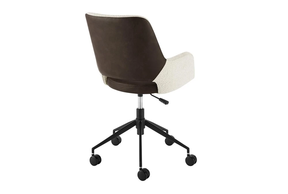 Mayfield Ivory Fabric & Brown Faux Leather Office Chair 7 Mayfield Ivory Fabric & Brown Faux Leather Office Chair - Image 5