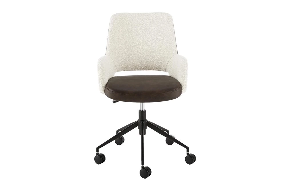 Mayfield Ivory Fabric & Brown Faux Leather Office Chair 3 Mayfield Ivory Fabric & Brown Faux Leather Office Chair