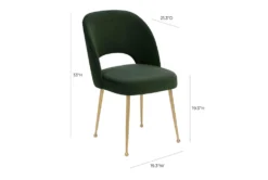 Shirley Forest Green Velvet Dining Chair -Modern Office Shop 304658 green fabric dining chair detail 44