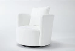 Edge White Chenille 37" Swivel Accent Chair -Modern Office Shop 304796 white fabric accent chair detail 44