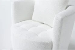 Edge White Chenille 37" Swivel Accent Chair -Modern Office Shop 304796 white fabric accent chair detail 45