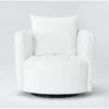 Edge White Chenille 37" Swivel Accent Chair 2 Edge White Chenille 37" Swivel Accent Chair -Modern Office Shop 304796 white fabric accent chair signature 01