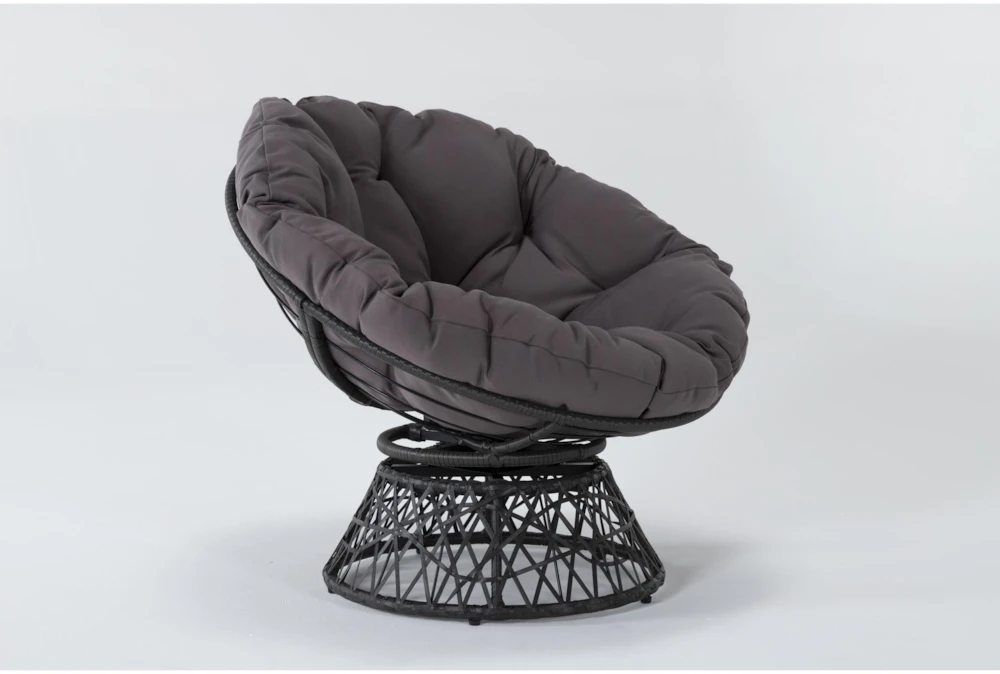 Soleil Grey Swivel Papasan Chair With Dark Grey Wicker Frame 4 Soleil Grey Swivel Papasan Chair With Dark Grey Wicker Frame - Image 2