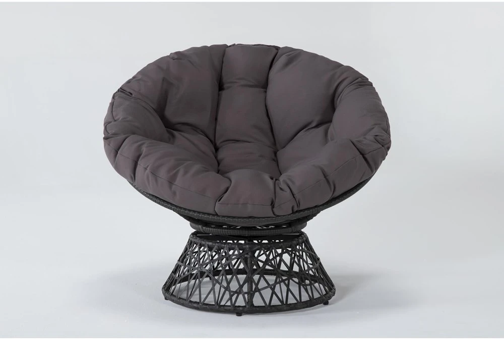 Soleil Grey Swivel Papasan Chair With Dark Grey Wicker Frame 3 Soleil Grey Swivel Papasan Chair With Dark Grey Wicker Frame