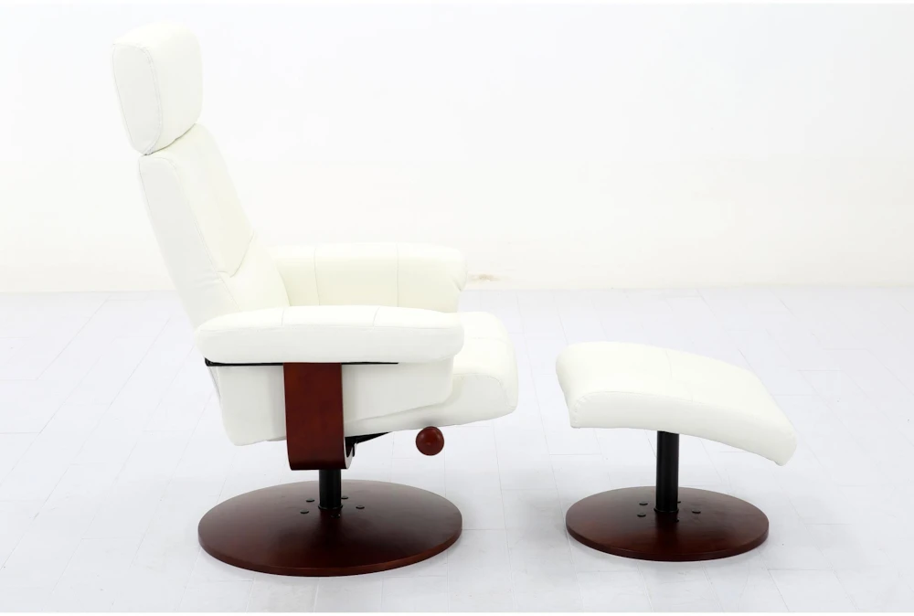 Bern White Faux Leather Reclining Swivel Chair And Ottoman 4 Bern White Faux Leather Reclining Swivel Chair And Ottoman - Image 2