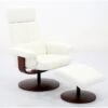Bern White Faux Leather Reclining Swivel Chair And Ottoman -Modern Office Shop 304966 white polyurethane chair and ottoman set signature 02