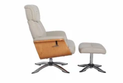 Ingram Cobblestone Faux Leather Reclining Swivel Chair And Ottoman -Modern Office Shop 304972 natural polyurethane chair and ottoman set side 14