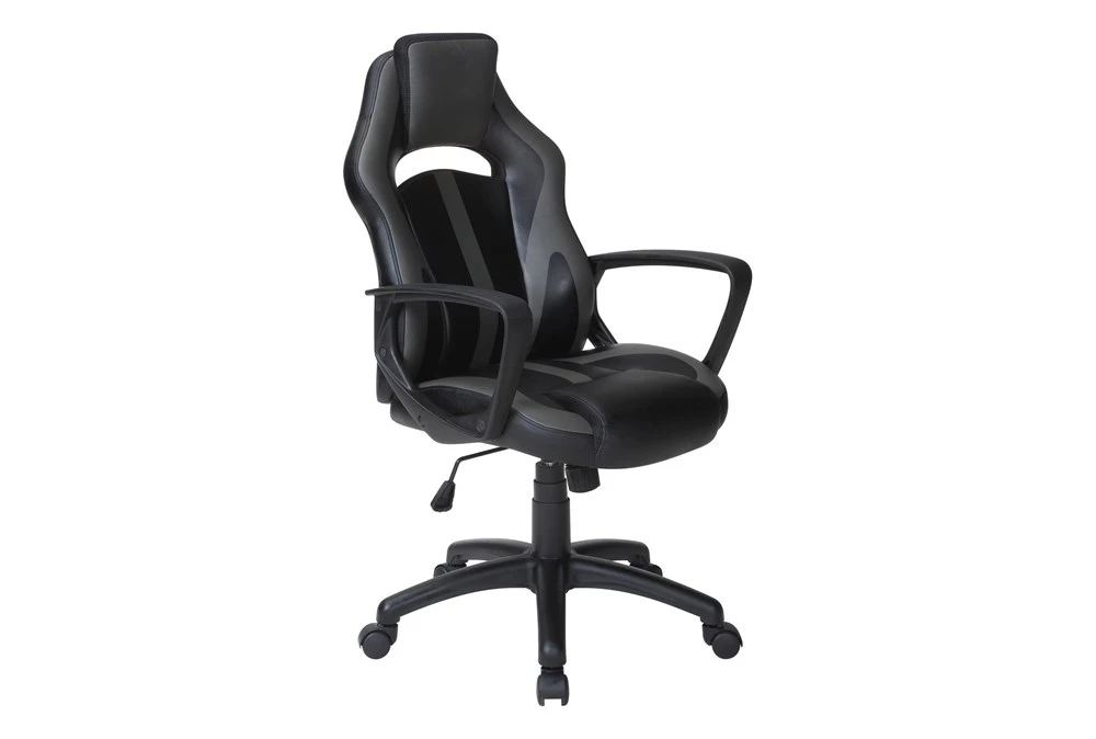 Zyair Black Faux Leather With Grey Gaming Chair 3 Zyair Black Faux Leather With Grey Gaming Chair