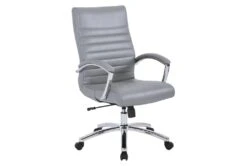 Burlingame Gray Executive Mid-Back Faux Leather Office Chair