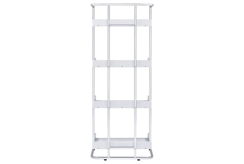 Eugene 4-Shelf Bookcase White High Gloss And Chrome 8 Eugene 4-Shelf Bookcase White High Gloss And Chrome - Image 6