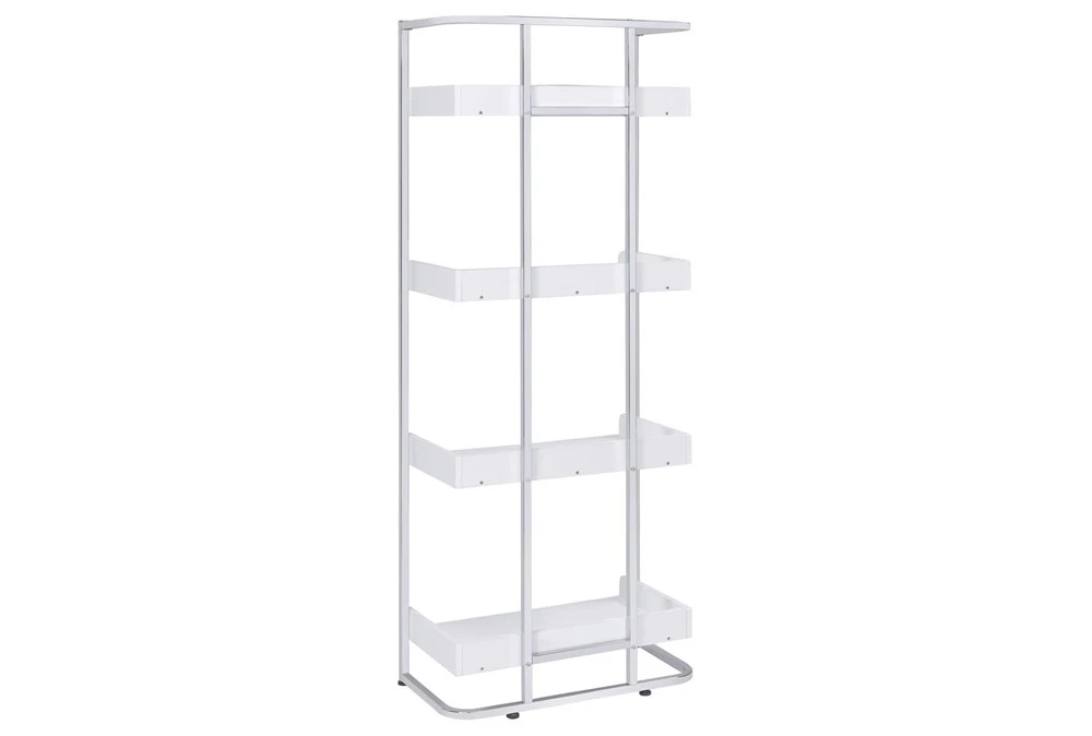Eugene 4-Shelf Bookcase White High Gloss And Chrome 9 Eugene 4-Shelf Bookcase White High Gloss And Chrome - Image 7