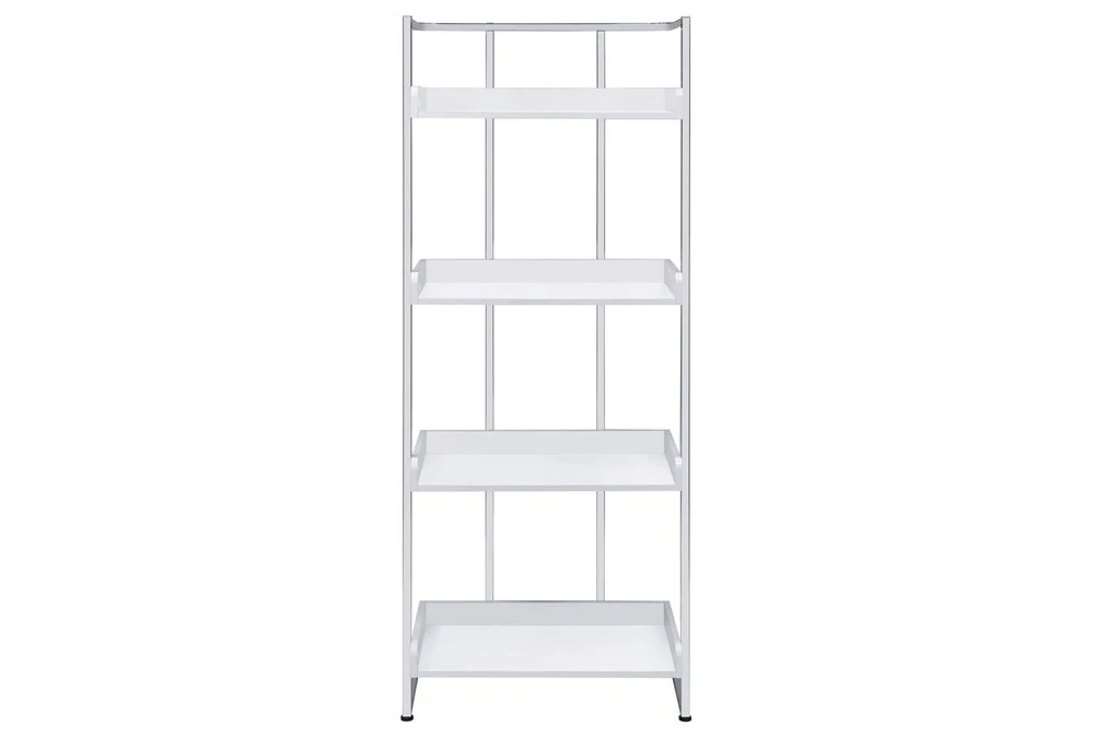 Eugene 4-Shelf Bookcase White High Gloss And Chrome 4 Eugene 4-Shelf Bookcase White High Gloss And Chrome - Image 2