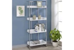 Eugene 4-Shelf Bookcase White High Gloss And Chrome 17 Eugene 4-Shelf Bookcase White High Gloss And Chrome -Modern Office Shop 307920 room 85