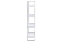 Eugene 4-Shelf Bookcase White High Gloss And Chrome 12 Eugene 4-Shelf Bookcase White High Gloss And Chrome -Modern Office Shop 307920 side 14