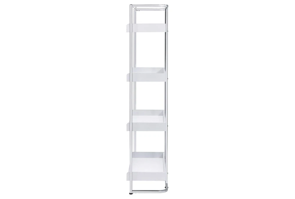 Eugene 4-Shelf Bookcase White High Gloss And Chrome 5 Eugene 4-Shelf Bookcase White High Gloss And Chrome - Image 3