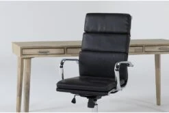 Allen Computer Desk + Moby Black High Back Office Chair -Modern Office Shop 309603 black faux leather desk and chair set detail 44