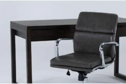Pierce Espresso Computer Desk + Moby Grey Low Back Office Chair -Modern Office Shop 309628 brown wood desk and chair set side 19