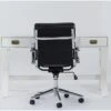 Adams White Desk + Moby Black High Back Office Chair 2 Adams White Desk + Moby Black High Back Office Chair -Modern Office Shop 309820 white wood desk and chair set signature 01