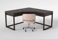 Pierce Espresso Corner Desk + Phoebe Blush Office Chair