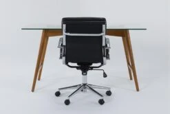 Alton Glass Desk + Moby Black Low Back Rolling Office Chair