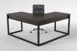 Pierce Espresso Corner Desk+ Moby Grey High Back Office Chair -Modern Office Shop 309849 brown wood desk and chair set back 65