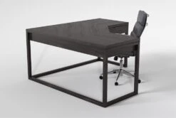 Pierce Espresso Corner Desk+ Moby Grey High Back Office Chair -Modern Office Shop 309849 brown wood desk and chair set side 20