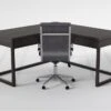 Pierce Espresso Corner Desk+ Moby Grey High Back Office Chair -Modern Office Shop 309849 brown wood desk and chair set signature 01