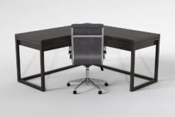 Pierce Espresso Corner Desk+ Moby Grey High Back Office Chair