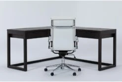 Pierce Espresso Corner Desk + Moby White High Back Office Chair