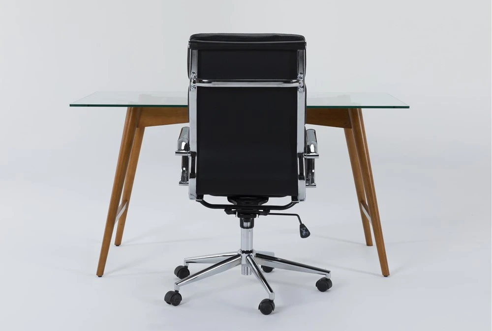 Alton Glass Desk + Moby Black High Back Rolling Office Chair 3 Alton Glass Desk + Moby Black High Back Rolling Office Chair