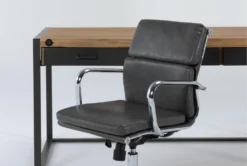 Whistler Desk + Moby Black Low Back Rolling Office Chair -Modern Office Shop 309872 natural wood desk and chair set side 19