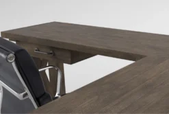 Jaxon Grey Corner Desk + Moby Black Low Back Rolling Office Chair -Modern Office Shop 309874 grey wood desk and chair set detail 45