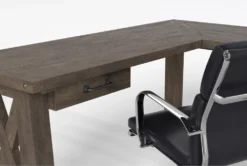 Jaxon Grey Corner Desk + Moby Black Low Back Rolling Office Chair -Modern Office Shop 309874 grey wood desk and chair set detail 46