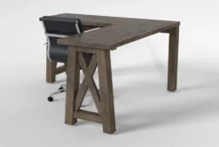 Jaxon Grey Corner Desk + Moby Black Low Back Rolling Office Chair -Modern Office Shop 309874 grey wood desk and chair set side 19