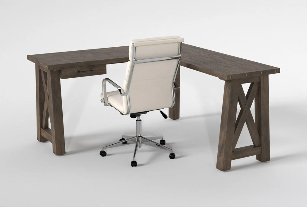 Jaxon Grey Corner Desk + Moby White High Back Rolling Office Chair 4 Jaxon Grey Corner Desk + Moby White High Back Rolling Office Chair - Image 2