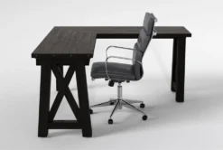 Jaxon Corner Desk+ Moby Grey High Back Rolling Office Chair -Modern Office Shop 309902 black wood desk and chair set side 20